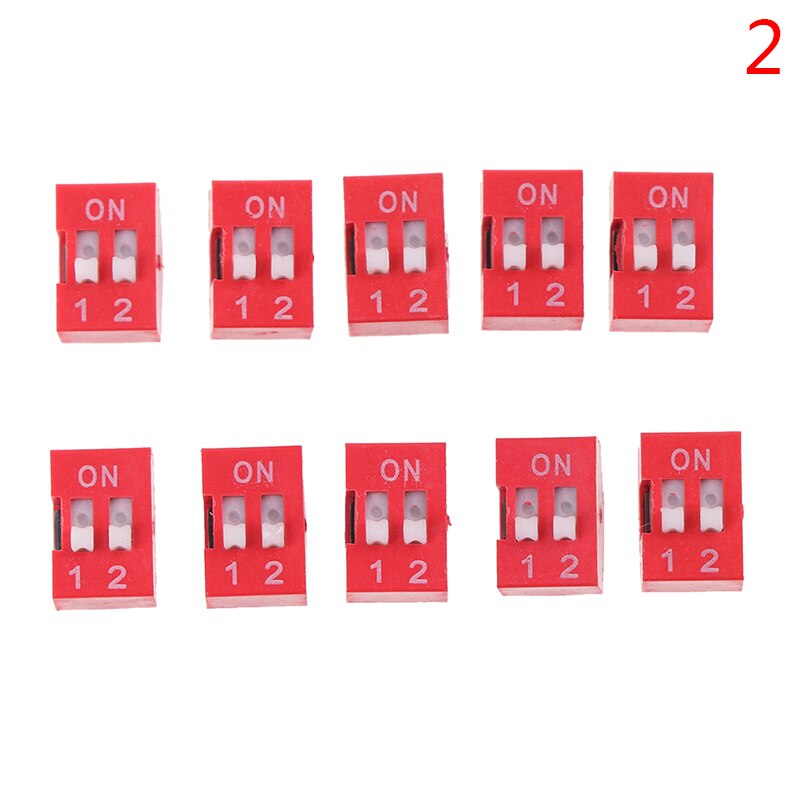 10pcs/lot Slide Type Switch Module 1 2 3 4 5 6 8 9 10 PIN 2.54mm Position Way Pitch Toggle Switch Red Snap Switch Dial Switch: 2