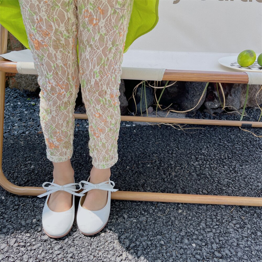2342A abbigliamento per bambini Leggings in pizzo estate 2022 nuovi pantaloni coreani per bambini pantaloni sottili in pizzo da ragazza: 90 for 2y