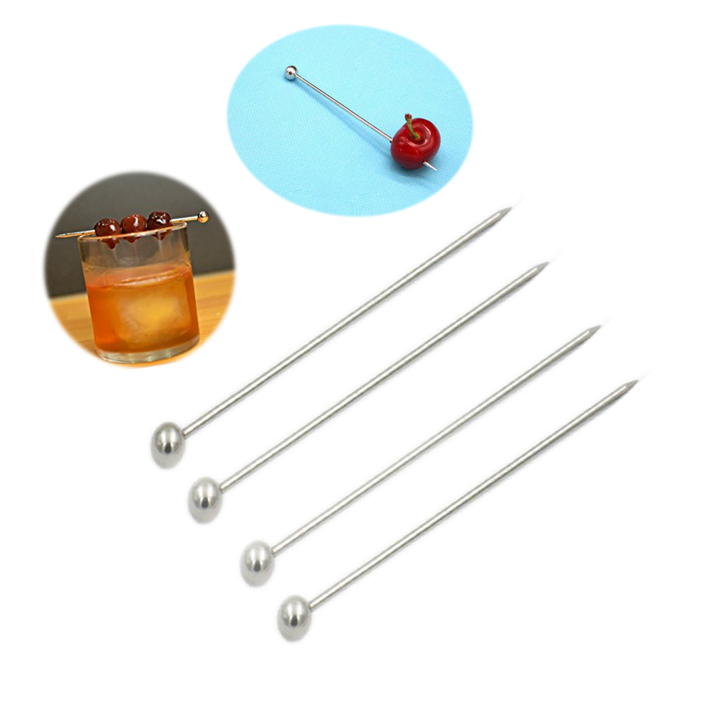 Stuzzicadenti per bastoncini di frutta in acciaio inossidabile da 12 pezzi per cocktail sbarra