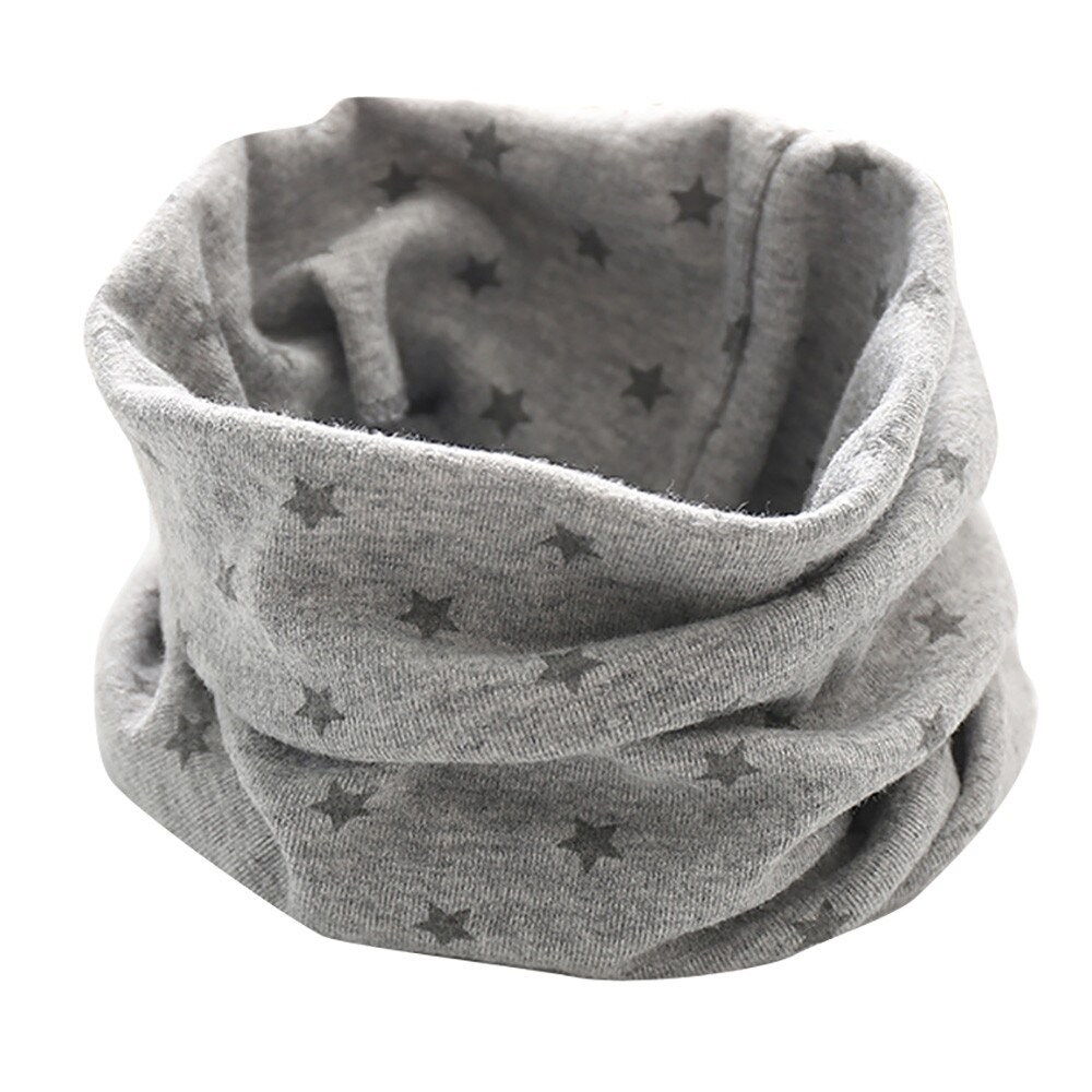 Bufanda de cuello de anillo redondo para niños y niñas, bufandas cómodas con patrón de estrella de algodón, para bebés, para otoño e invierno, szalik dziecko: Gray