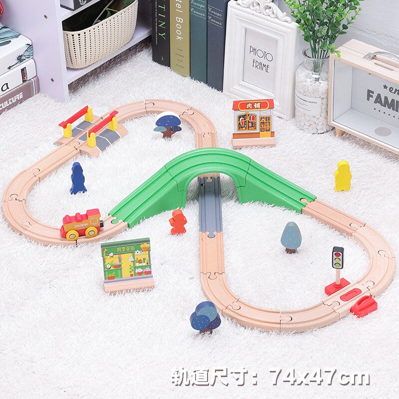 DIY Wooden Track Train with Scene Vocal Track Building Blocks Car Train Railway Track Set Educational Toys Children&#39;s: 15