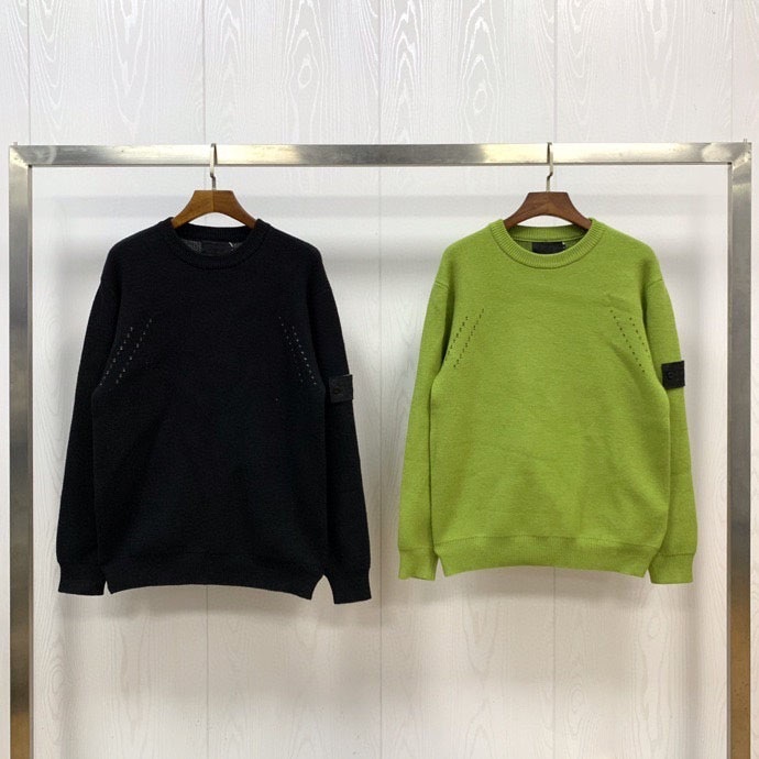 Efterår skygge projekt strik sweater mænd kvinder kompas badge rund hals trøjer mænd