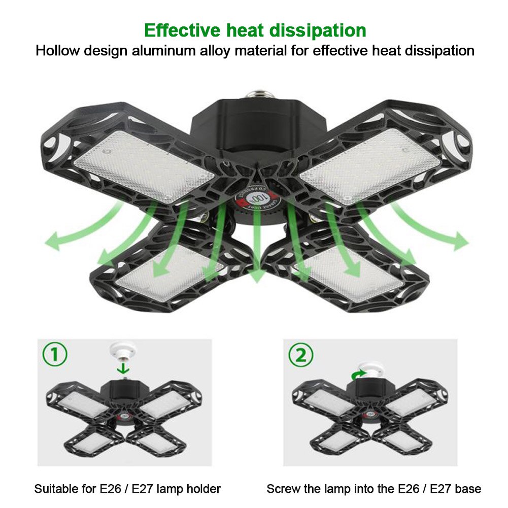 150W 15000LM Easy Install Adjustable Angle Workshop Shop Barn Deformable Industrial Gym Basement Ultra Bright LED Garage Light