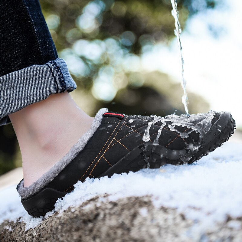 Valstone Man Cotton Slippers Winter Outdoor Warm Shoes Home Plush Lining Mules Breathable Light Casual Non-slip Footwear