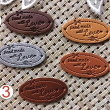 50 stk håndlavede pu læder etiketter 32mm* 16mm / læder etiket /håndlavet med kærligheds etiket /pu etiket