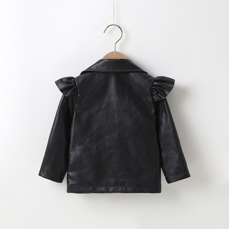 Girls punk street style leather jacket children&#39;s clothing girls PU leather jacket suitable for 3-7 years old