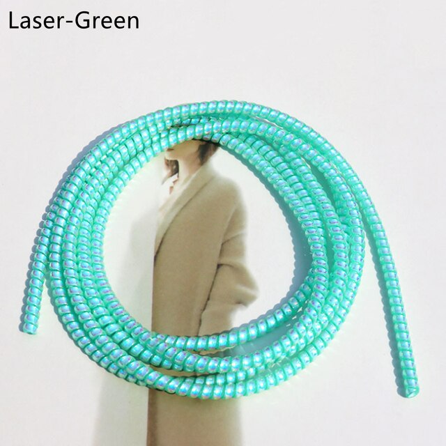 1.55m USB Data Charging Line Cable Protector Wrap Cable Organizer Spring Winder Protection Rope: Laser-GREEN