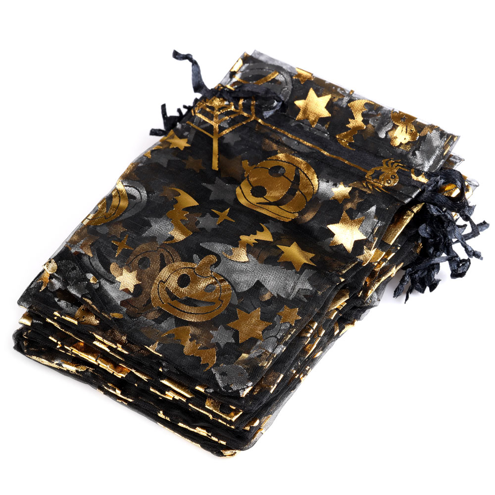 50 sztuk/partia Organza cukierki sznurek juta juta torba pająk Web Multi Color drukowanie Halloween Party opakowanie prezent torba cukierków: Pumpkin
