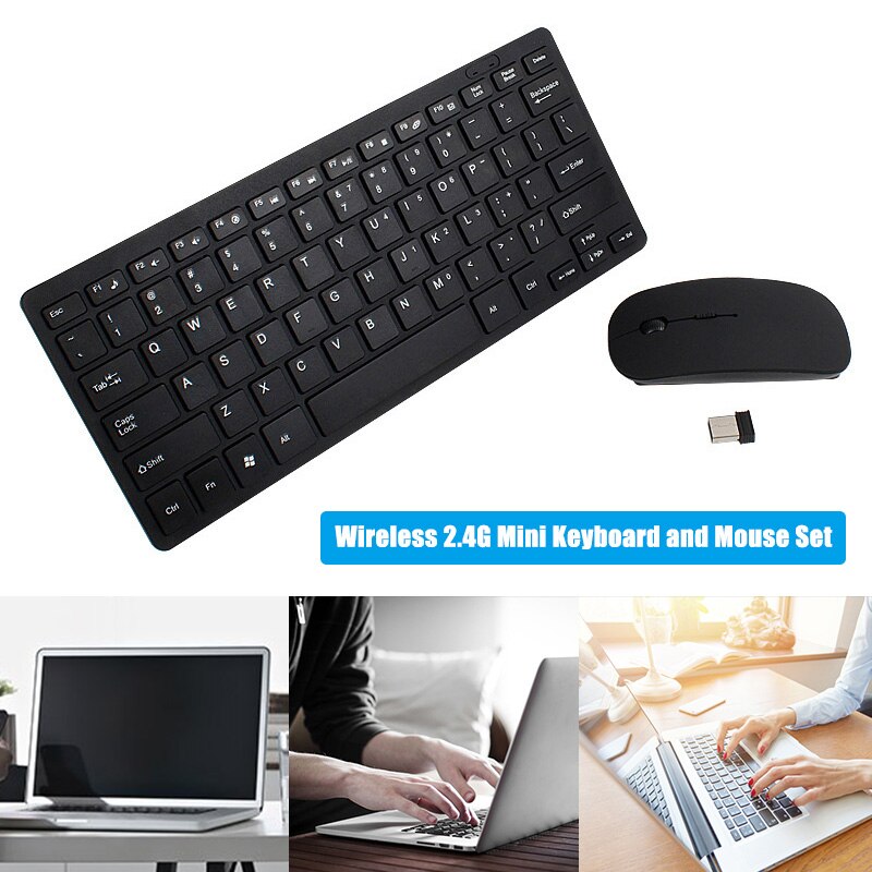 Wireless Keyboard Mouse Set Ultra-thin 2.4G for PC Desktop Computer Notebook Laptop GDeals