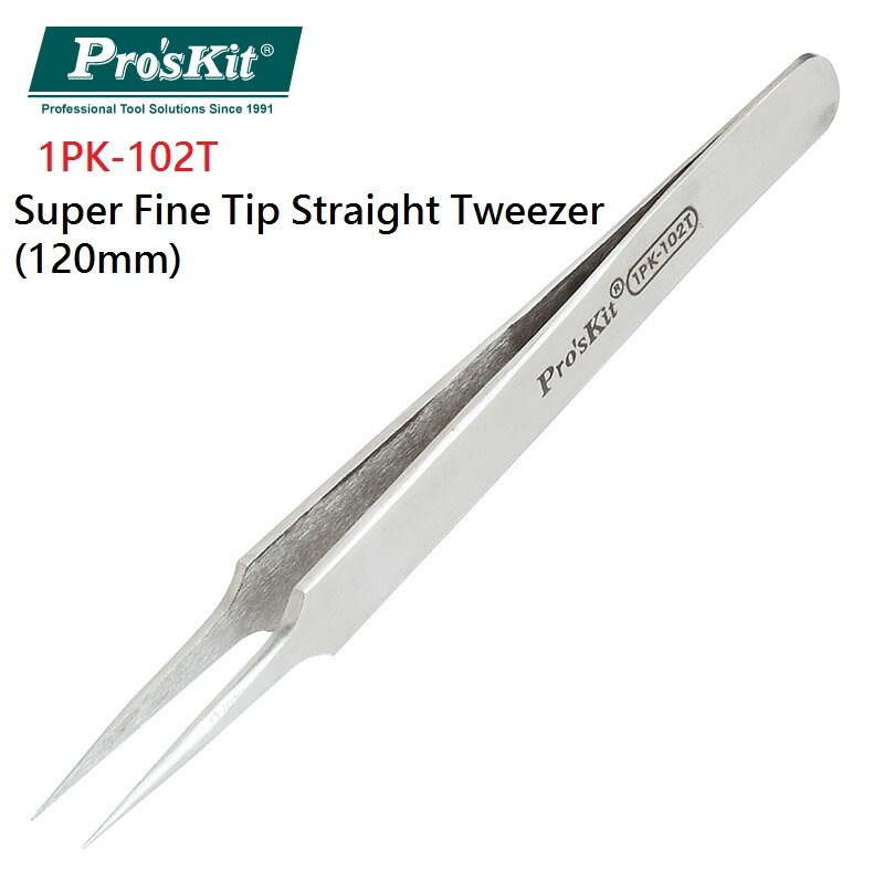 Pro'sKit-Pinzas magnéticas de aislamiento, puntas curvas de acero inoxidable, puntas finas, herramienta de mano