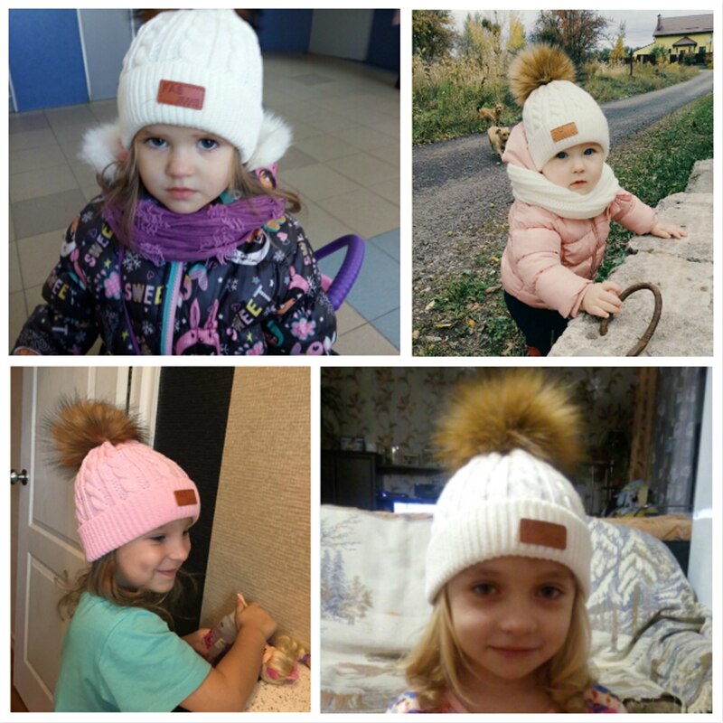 Reakids 2020 pom crianças chapéu de inverno para meninas chapéu de malha gorro marca grosso boné do bebê da menina do inverno quente chapéu