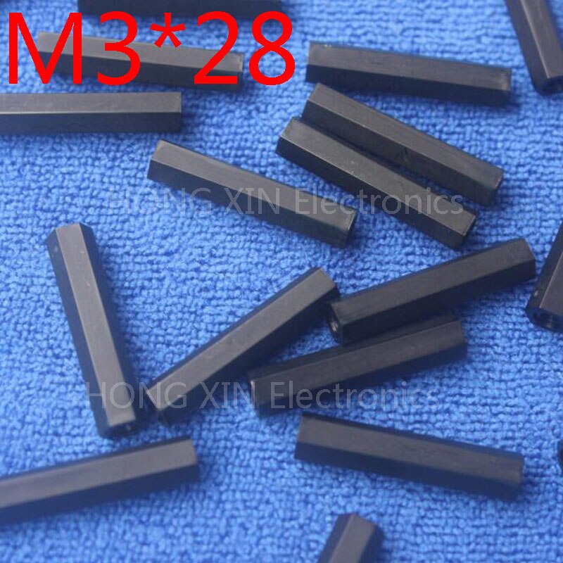M3*28 black 1 pcs Nylon 28mm Hex Female-Female Standoff Spacer Threaded Hexagonal Spacer Plastic Standoff Spacer high