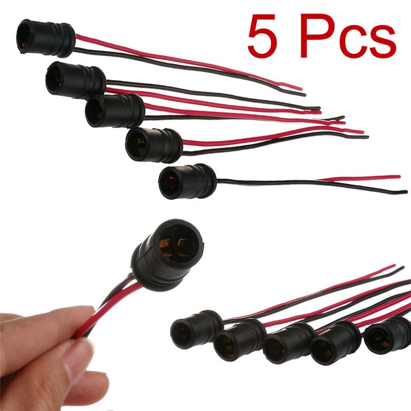 5Pcs T10 W5W Soft Rubber Light Bulb Socket Lamp Holder Connector Car Auto