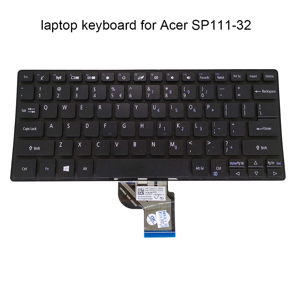 Substituição teclados para acer aspire spin1 n17h2 sp111 32 SP111-32N p98g eua inglês alemão teclado preto SV1T-A81B v164166as1