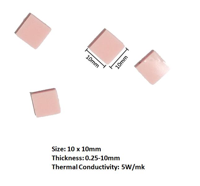 Cojín disipador térmico de silicona 10x10mm 5W almohadilla conductora térmica 100 unids/lote