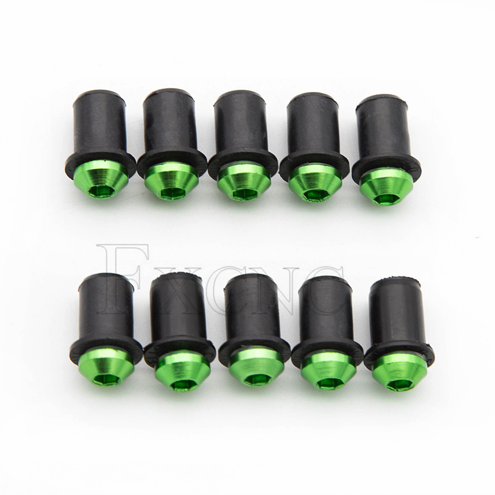 10 Uds. Tuercas universales de goma para motocicleta de 5mm/0,20 pulgadas, carenado de parabrisas, tornillos de aluminio anodizado para Moto: Transparente