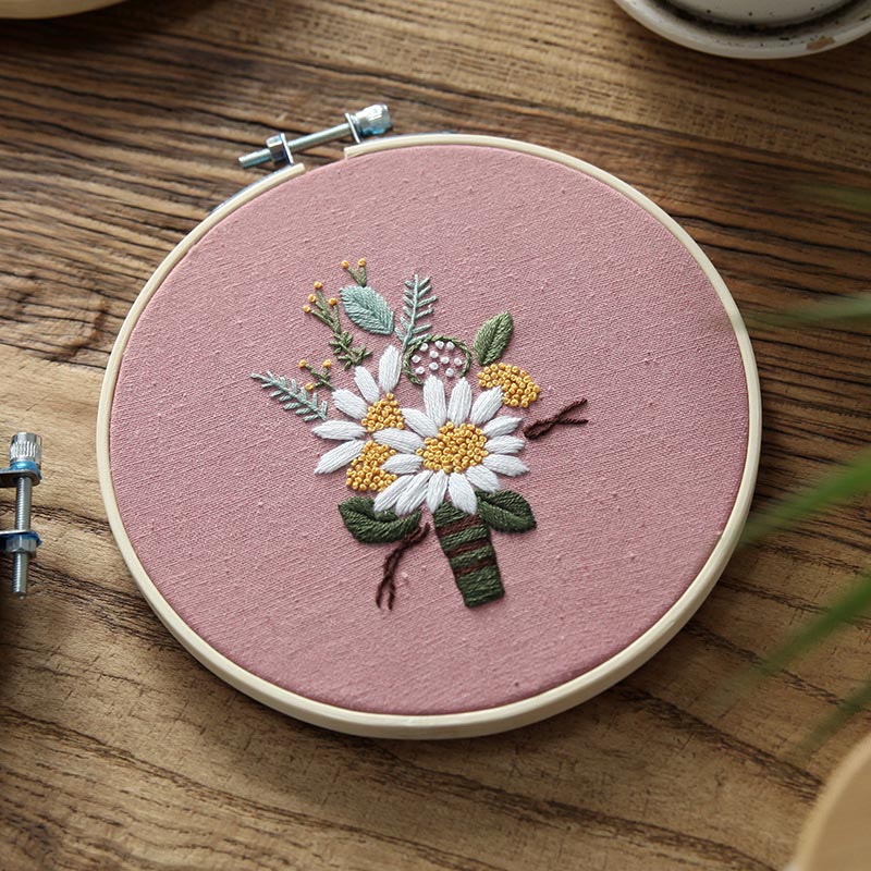Enkel blomma växt gör det själv broderi kit tryckt blomma handarbete korsstygn set med båggunga konst handarbete hantverk heminredning: 6