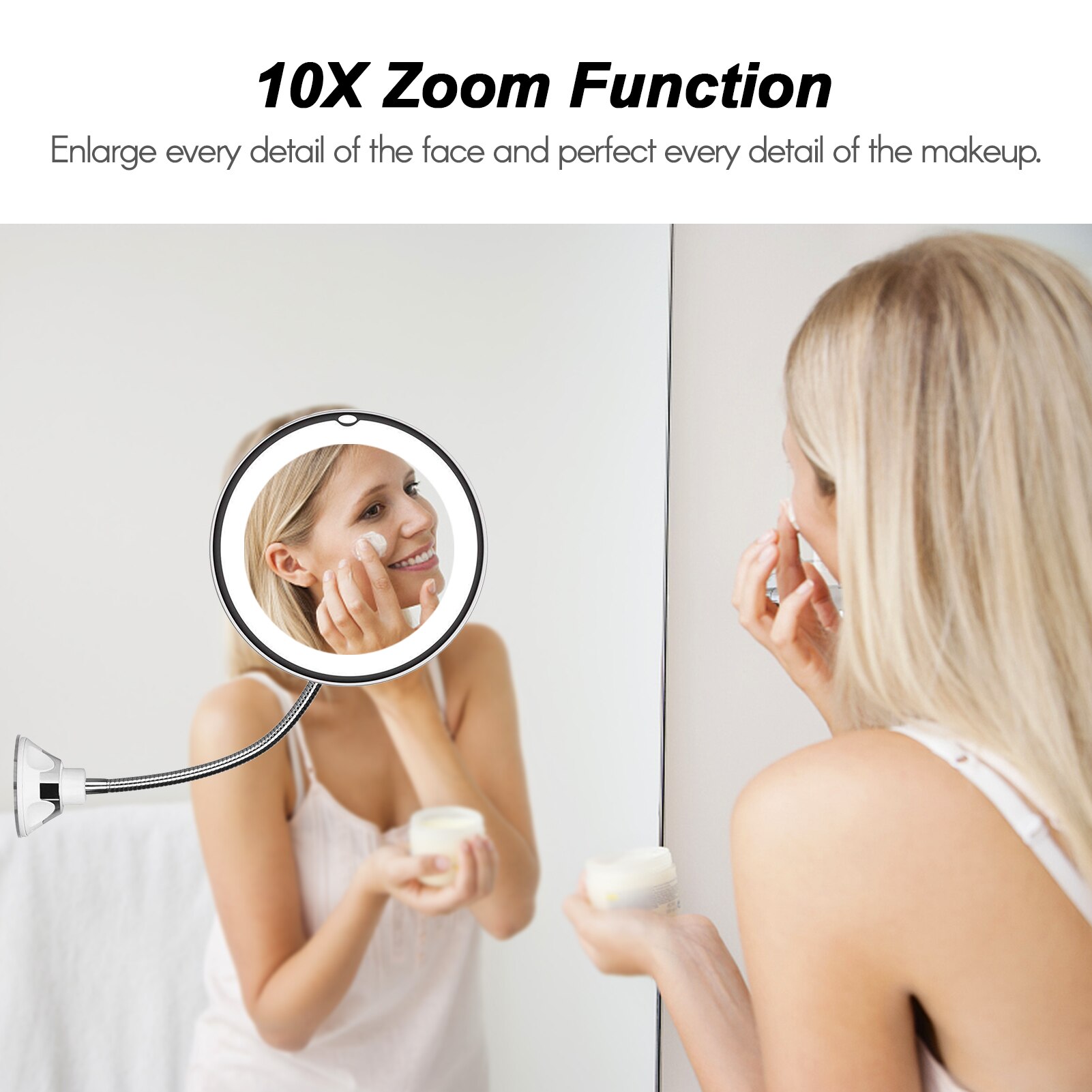 Miroir de maquillage LED avec lumière Led, Flexible, grossissant 10X, cosmétique, miroirs de vanité pour chambre à coucher, salle de bains