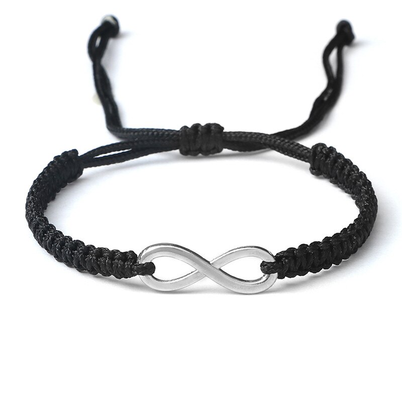 Charm Paar Armband Handgemaakte Gevlochten Touw Infinity Vriendschap Verstelbare Armbanden En Armbanden Voor Vrouwen Mannen Mode-sieraden: Black-silver