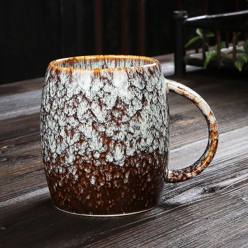 500ml personlighedskrus stor kapacitet enkel keramik kop par kop japansk stil kaffekop: D