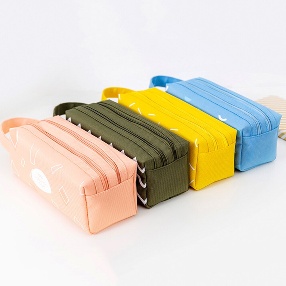 Estuche para lápices con cremallera de gran capacidad de 2 capas, estuche para lápices, papelería, bolsa para escuela