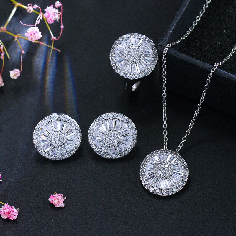 4 Stuks Pack 2022 Ronde Dubai Zilveren Kleur Bruid Mode Voor Vrouwen Lady Valentijnsdag Cadeau Sieraden J5206