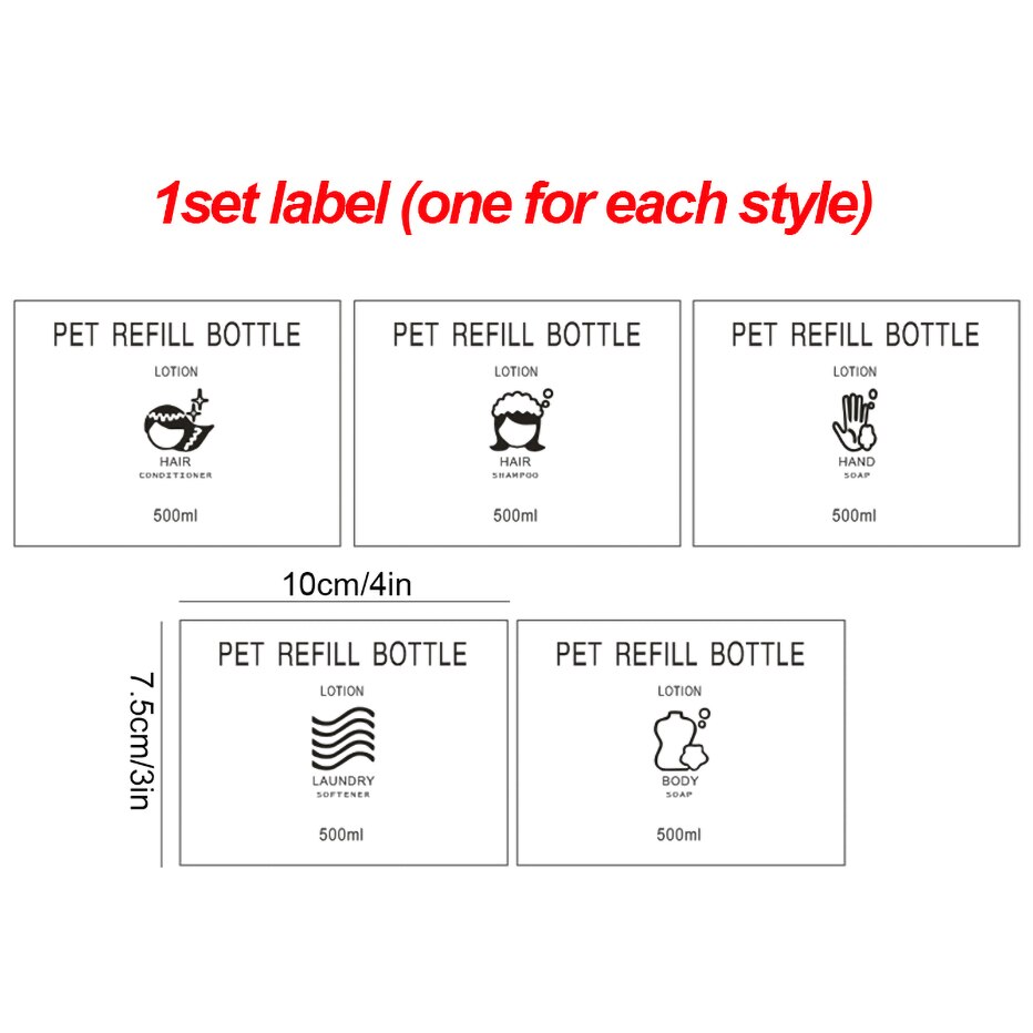 Soap Dispenser Sticker Set Shampoo Bodywash Conditioner Labels Removable Waterproof Unique Bottle Stickers Bathroom Accessories: 5