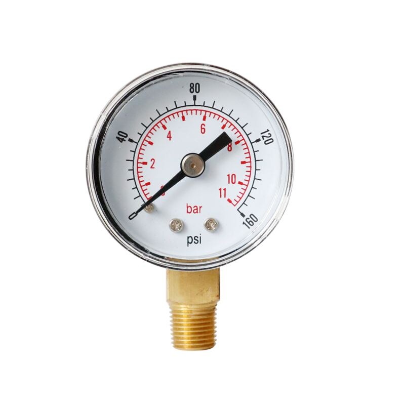 40mm Face Pressure Gauge 1/8" BSPT Bottom Mount 15,30,60.100,160 200, 300 PSI & Bar for Air Gas Water Fuel Liquid.: green