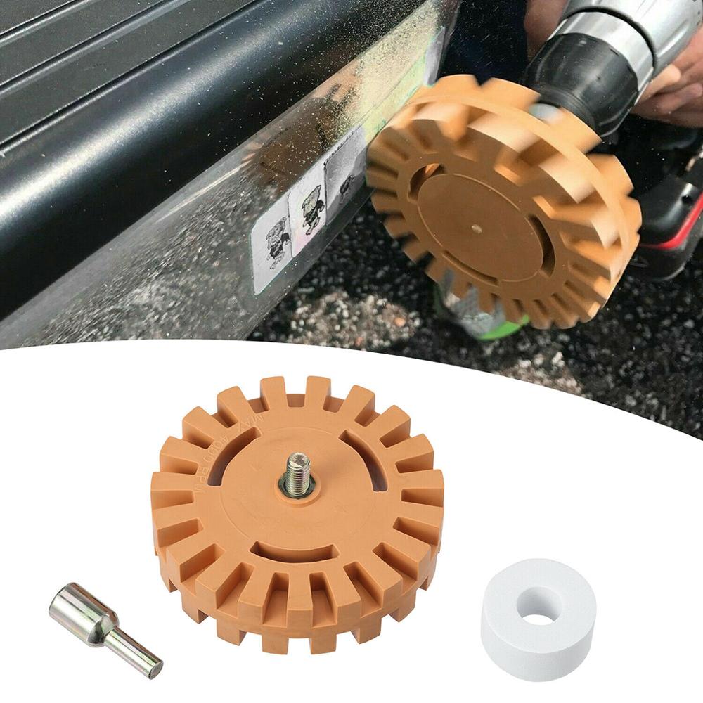 Rubber Eraser Wheel 4&quot; Pinstripe Sticker Decal Tape Glue Adhesive Remover Power Drill Adapter