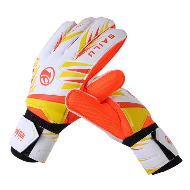 Teenager Goalkeeper Double Layer Bracer Thick Latex Profession Training Goalkeeper Football Gloves: orange white / size 8 18-19cm