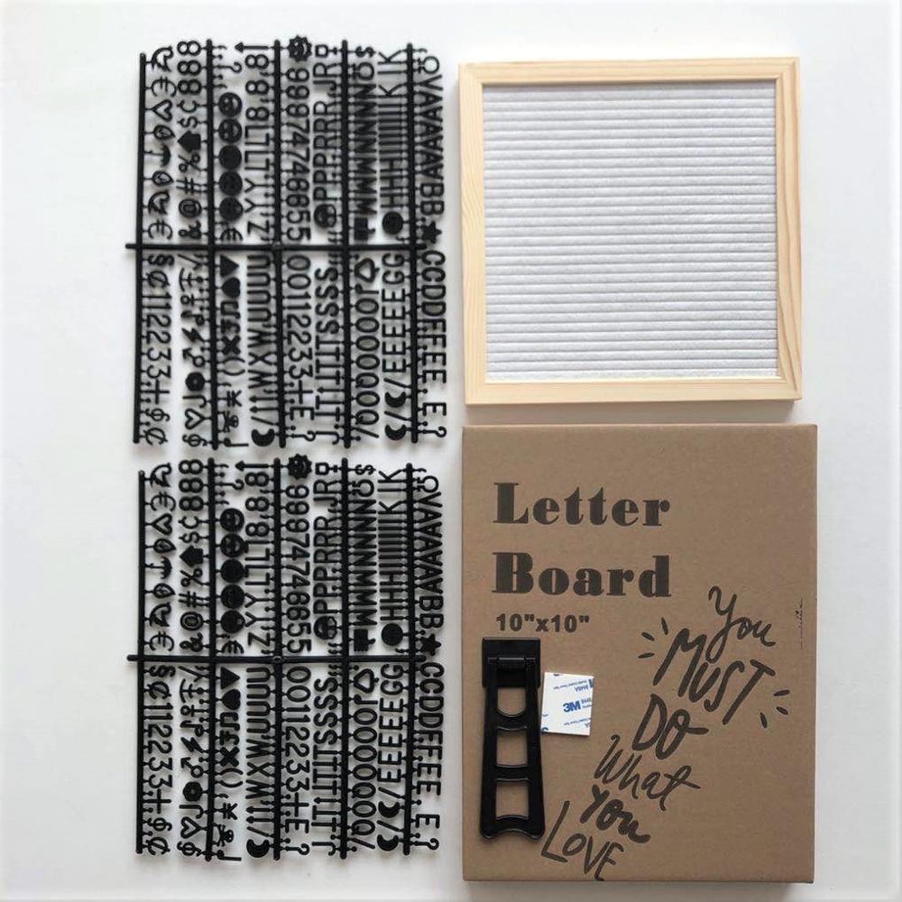 Felt Letter Board Wooden Frame Message Board Letter Changeable Symbol Bulletin Presentation Office Home Decorative Boards Crafts: white