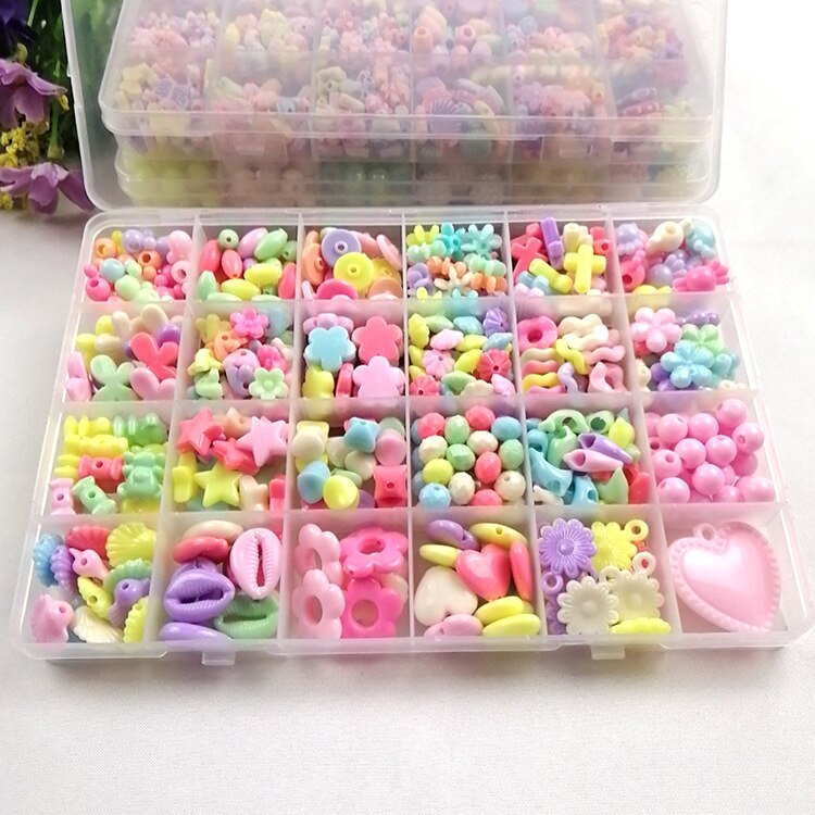 Jouets de perles pour enfants, 24 grilles, puzzle fait à la main, jouets pour filles, Kit Bracelets avec ensemble d&#39;accessoires: 6