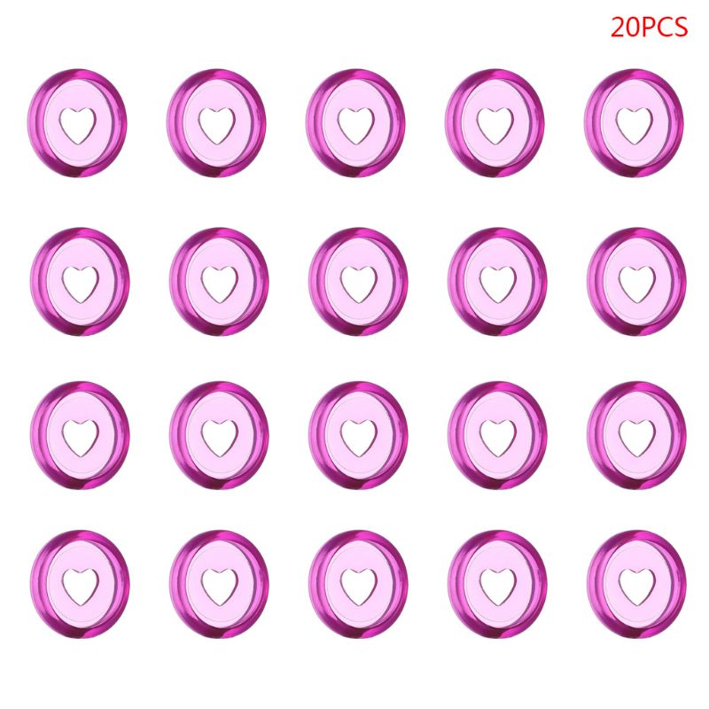 20pcs 24mm Transparent Heart Binder Rings Mushroom Hole Loose Leaf Notebook Disc 090F