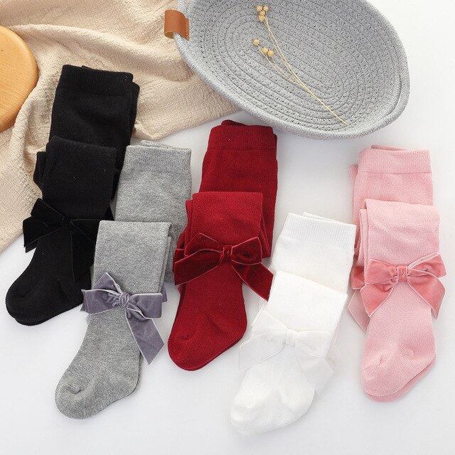 Autumn Winter Kids Baby Girls Tights Velvet Bow Cotton Stretch Warm Cute Princess Toddler Infant Baby Girl Pantyhose