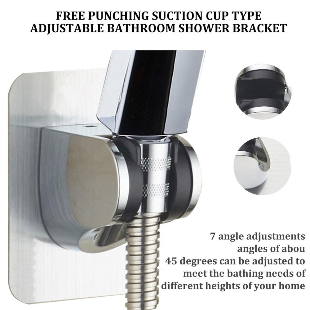 Bathroom Shower Bracket Wall Mounted Punch-Free Shower Bracket With No Trace Sticker Adjustable Suction Cup Type Shower Bracket