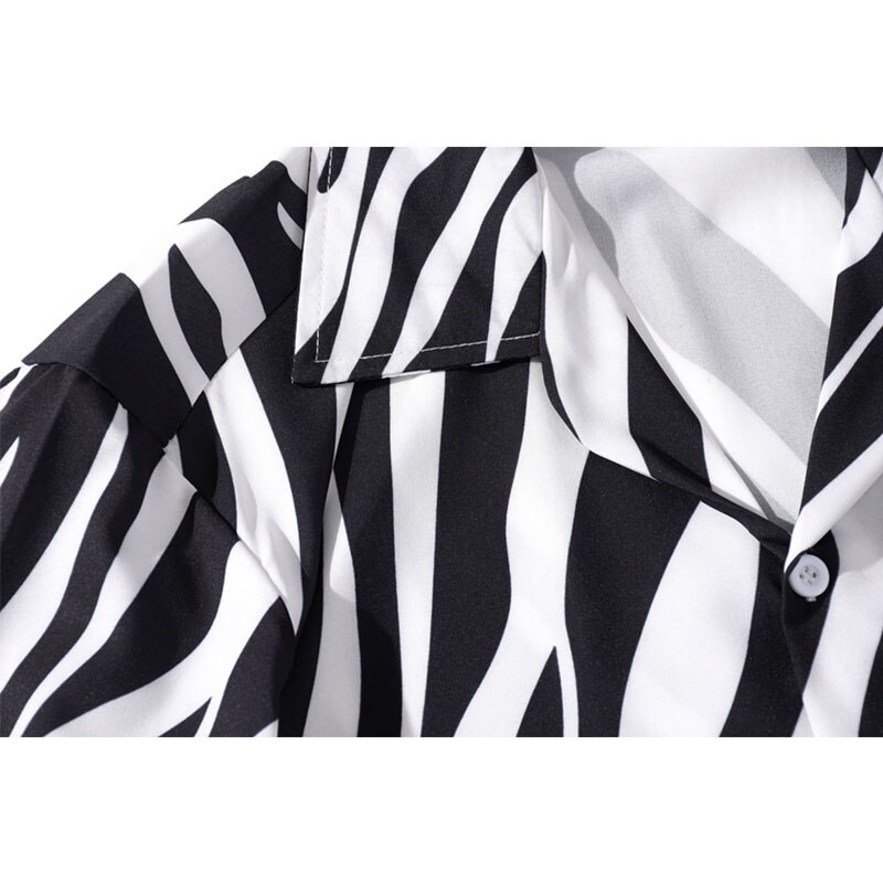 Herre zebra print skjorte afslappet strandprintede korte ærmer mænd kvinder hawaii oversize harajuku streetwear toppe