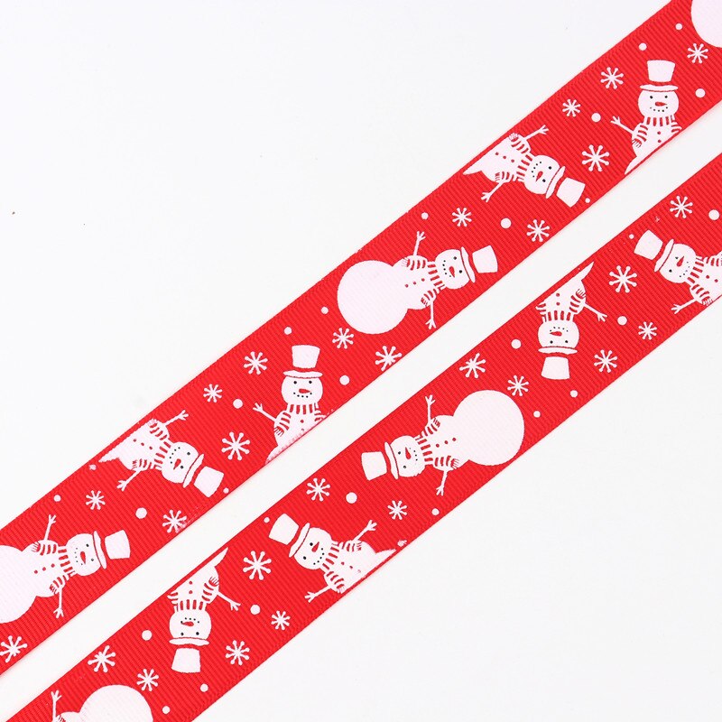 5 meter 25mm brede grosgrain kerstlinten rood groen bedrukt wit sneeuwvlok grosgrain lint linten kerstversiering: Sneeuwmannen rood / 1 meter