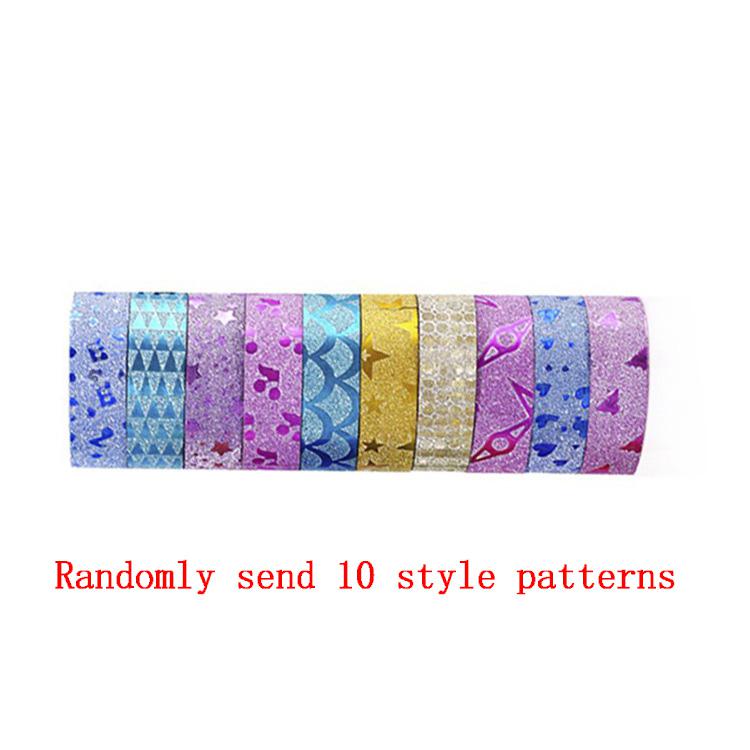10Pcs Glitter Washi Tape Plakband Diy Decoratieve Scrapbooking Foto Kleur Masking Tape Schoolbenodigdheden Kantoorbenodigdheden: B