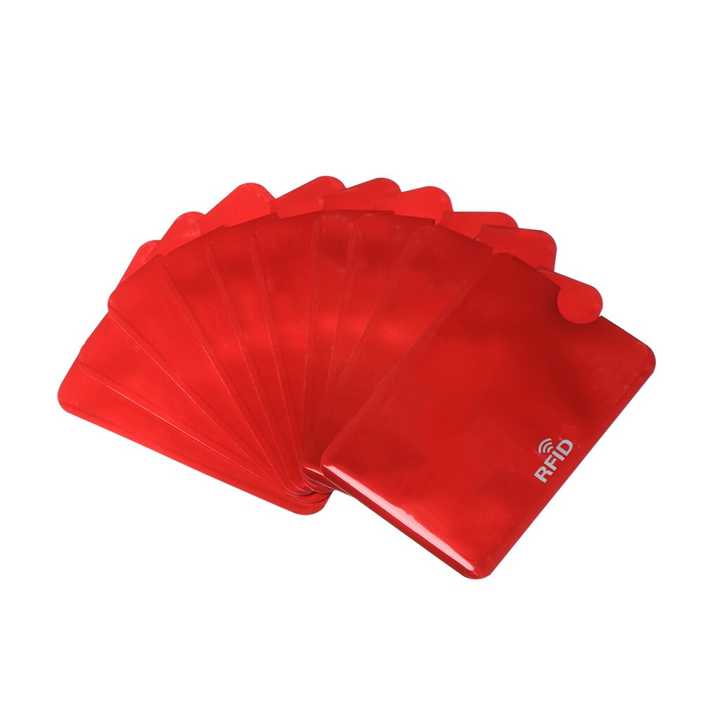10pcs RFID Credit Card Protector Anti Theft Blocking Card holder Sleeve Skin Case Covers Safety Protection Bank Card Case: Red