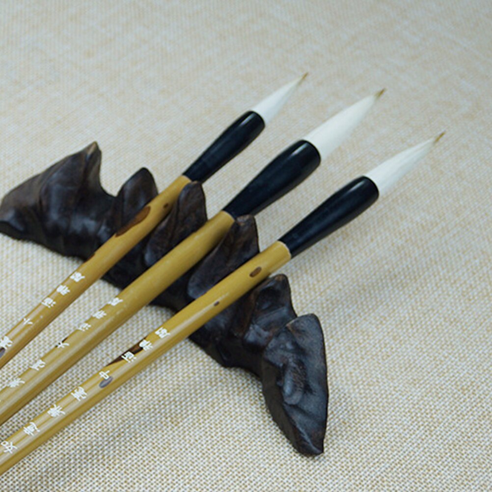 3Pcs Excellent Wolf Hair Chinese Caligraphy Kanji Japanese Sumi Drawing Brush Chinese Calligraphy Brush Pen Set (Size S M L)