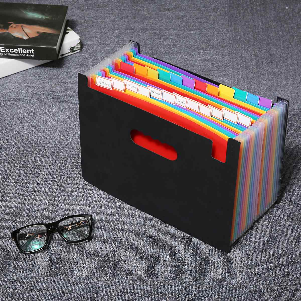 24 Pockets Expanding File Folder A4 Organizer Portable Rainbow Organ Business File Document Holder Storage Bag