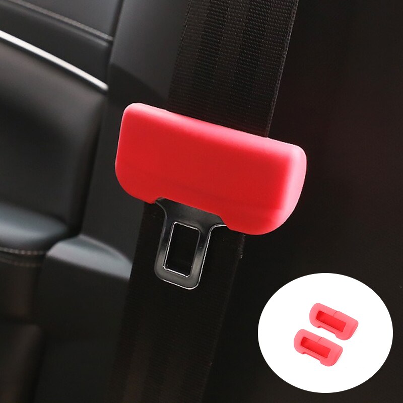 Voor Tesla Model 3/Y Seat Belt Buckle Beschermhoes Siliconen Botsingen Rood Zwart Autogordel Clip protector
