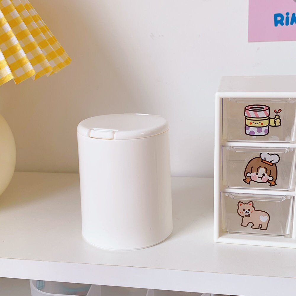 Caja de almacenamiento de escritorio con Mini botones, organizador Kawaii con tapa para guardar dulces, artículos diversos, joyería: Round shape