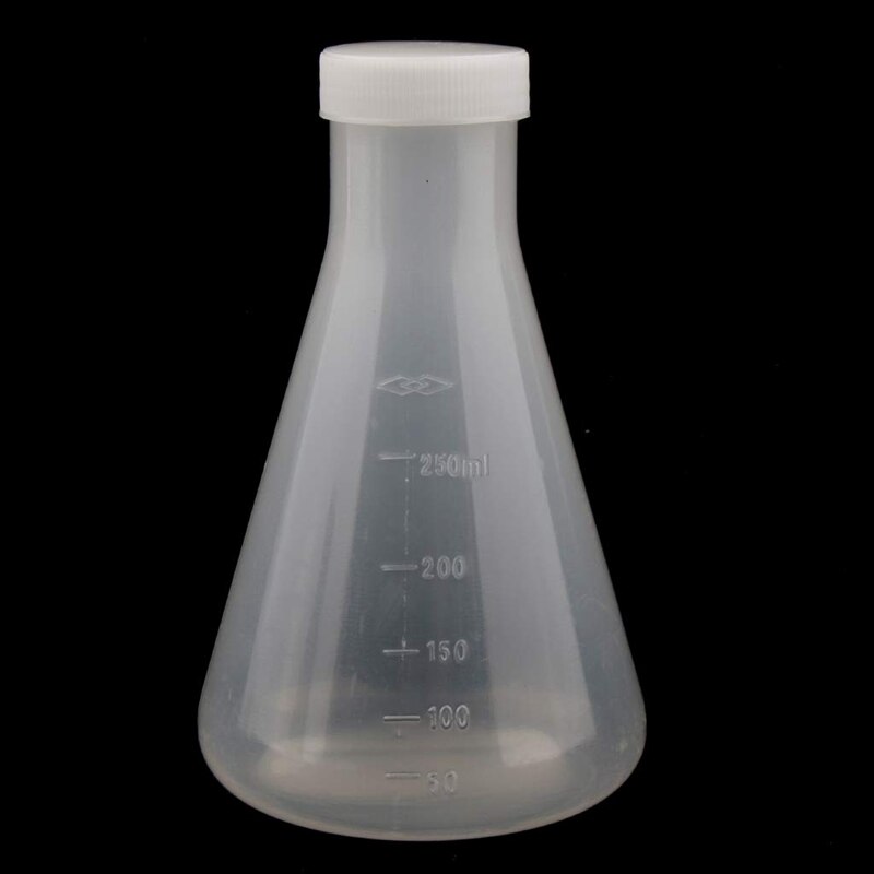 Laboratory Graduated Plastic Conical Erlenmeyer Flask, Measurable, Smooth Thick Wall, Two Bottles of 250Ml