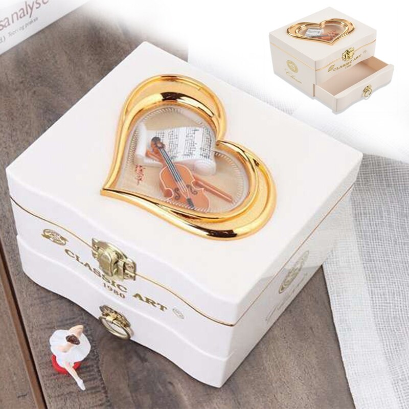 Classic Rotating Dancer Ballerina Piano Music Box Clockwork Plastic Jewelry Box Girls Hand Crank Music Mechanism Christmas