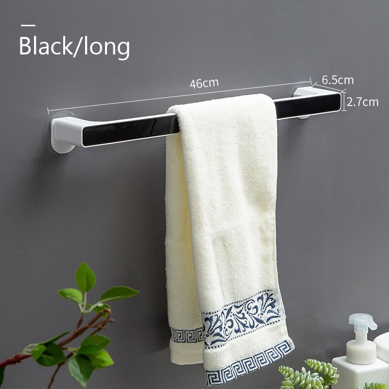 Rejilla para almacenamiento de toallas de baño, toalla con perforaciones rejilla para almacenamiento de toallas, gancho montado en la pared, toallitas de cocina, aparatos colgantes: Long black
