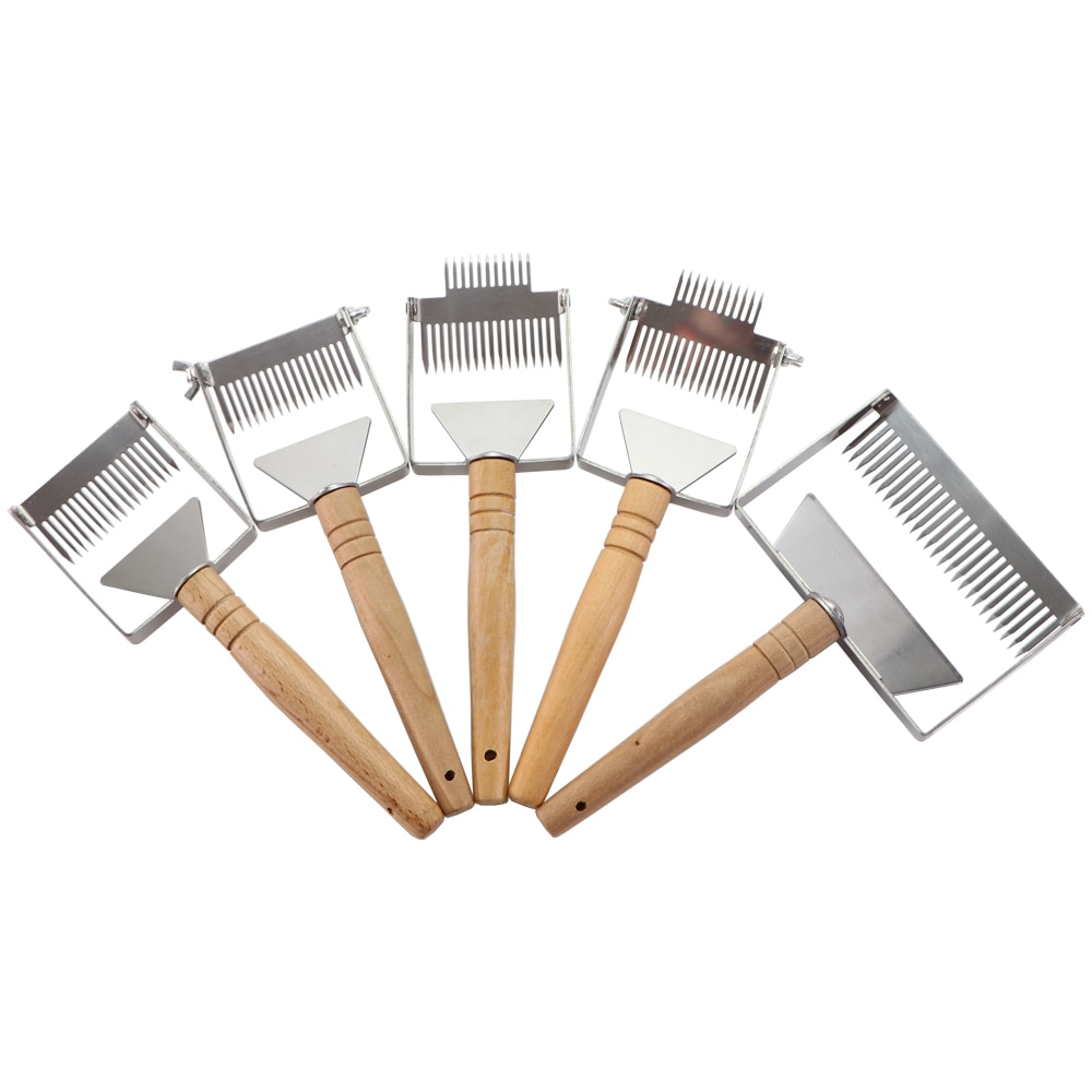 Multifunctional Beehive Honey Cutter Uncapping Fork Wooden Handle Honeycomb Scraper Stainless Steel Knife Shovel Beekeeping Tool