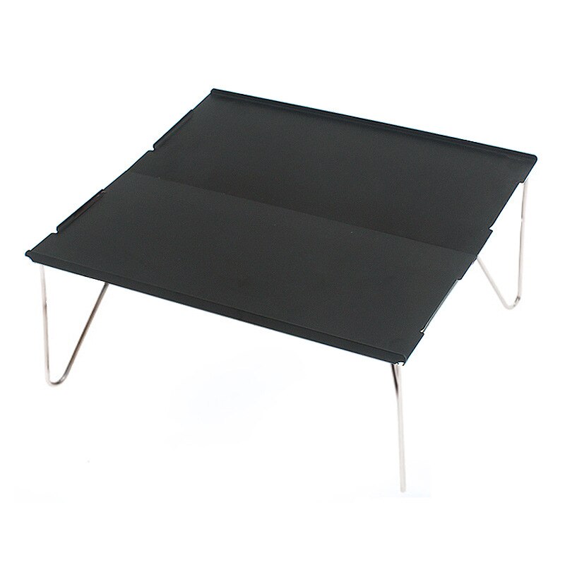 Mini foldbar aluminiumslegering bord bærbar udendørs grill camping møbler computer skrivebord: Sort
