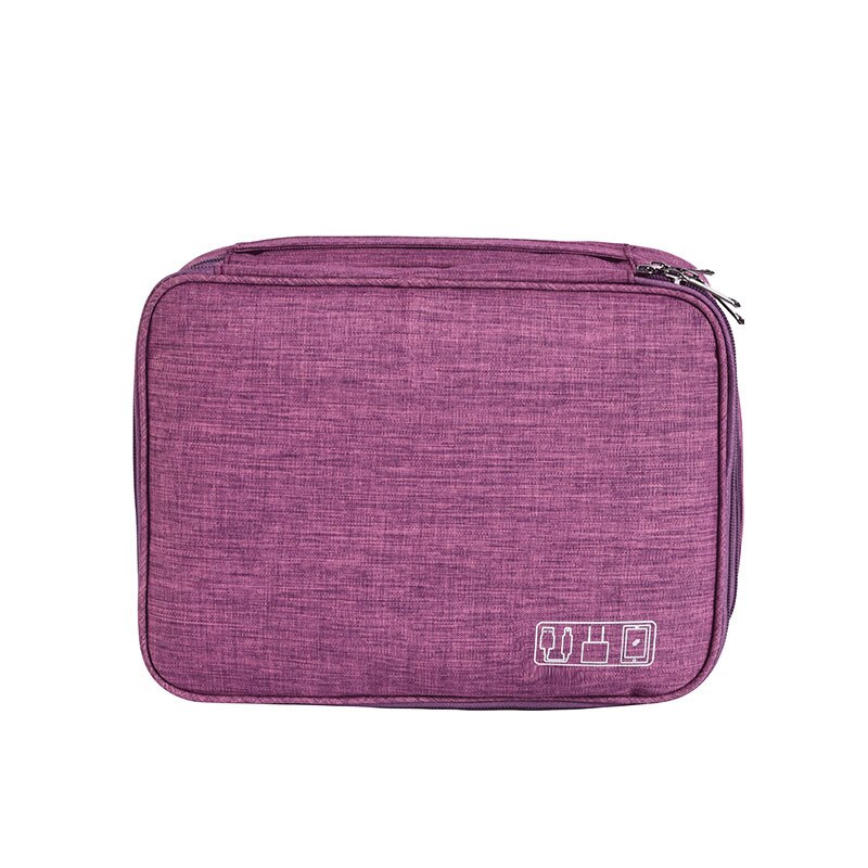 Bolsa de viaje DOOZEEPA Digital, portátil, 2 capas, accesorios electrónicos, bolsa de almacenamiento, dispositivo Digital, Gadget, bolsas de transporte: Purple