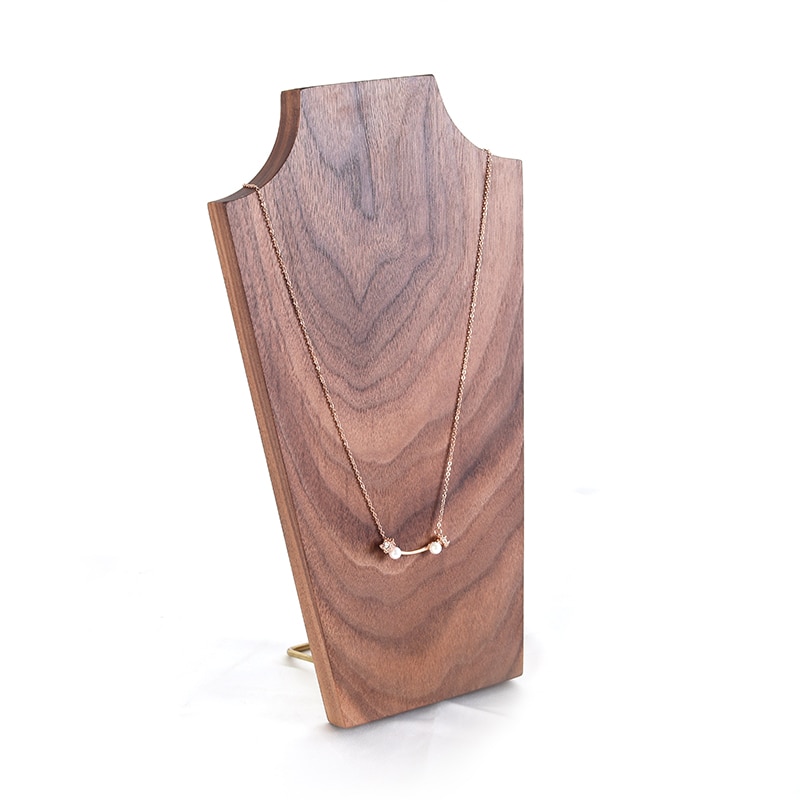 Ketting Buste Massief Houten Zwarte Walnoot Hanger Ketting Display Houder Oorbellen Ring Display Stand Massief Houten Ketting Showcase
